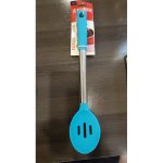 Silicone Slotted Spoon, Blue, Non Scratch, Heat Safe